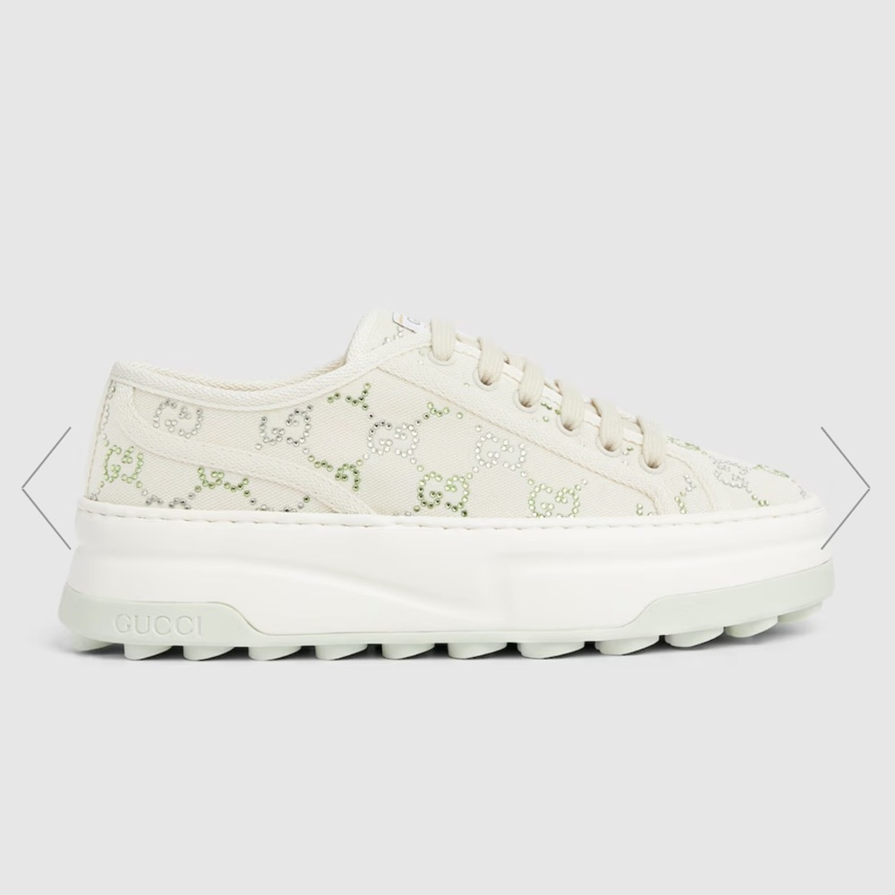 Gucci Cream and Green Sneakers